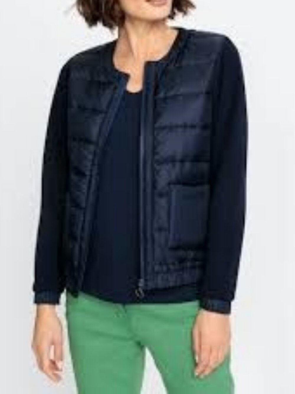 Olsen mixed media puffer jacket navy blue women's size XL/16